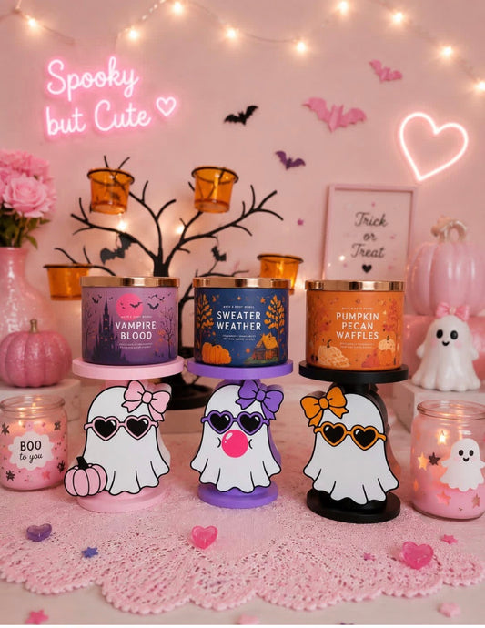 Cutesy Ghost Candle Holder | Halloween 3-Wick Candle Stand