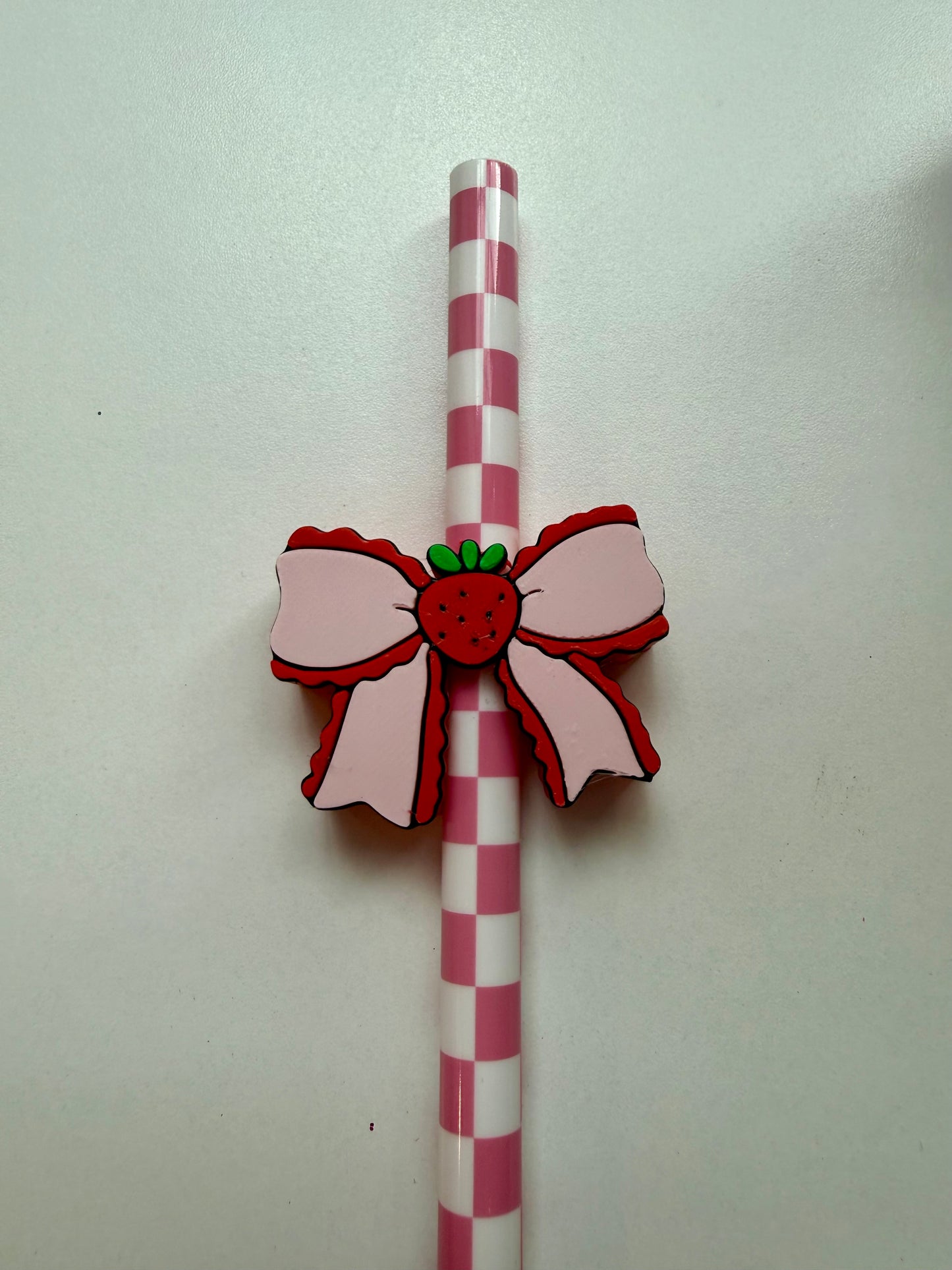 STRAWBERRY BOW Straw Topper – 3D Printed Tumbler Accessory | Standard or Stanley
