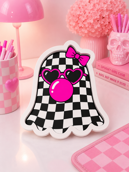 Checker GHOST Trinket Tray | Cute 3D Printed Catch-All Dish