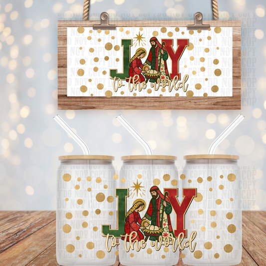 JOY TO THE WORLD UV DTF CUP WRAP