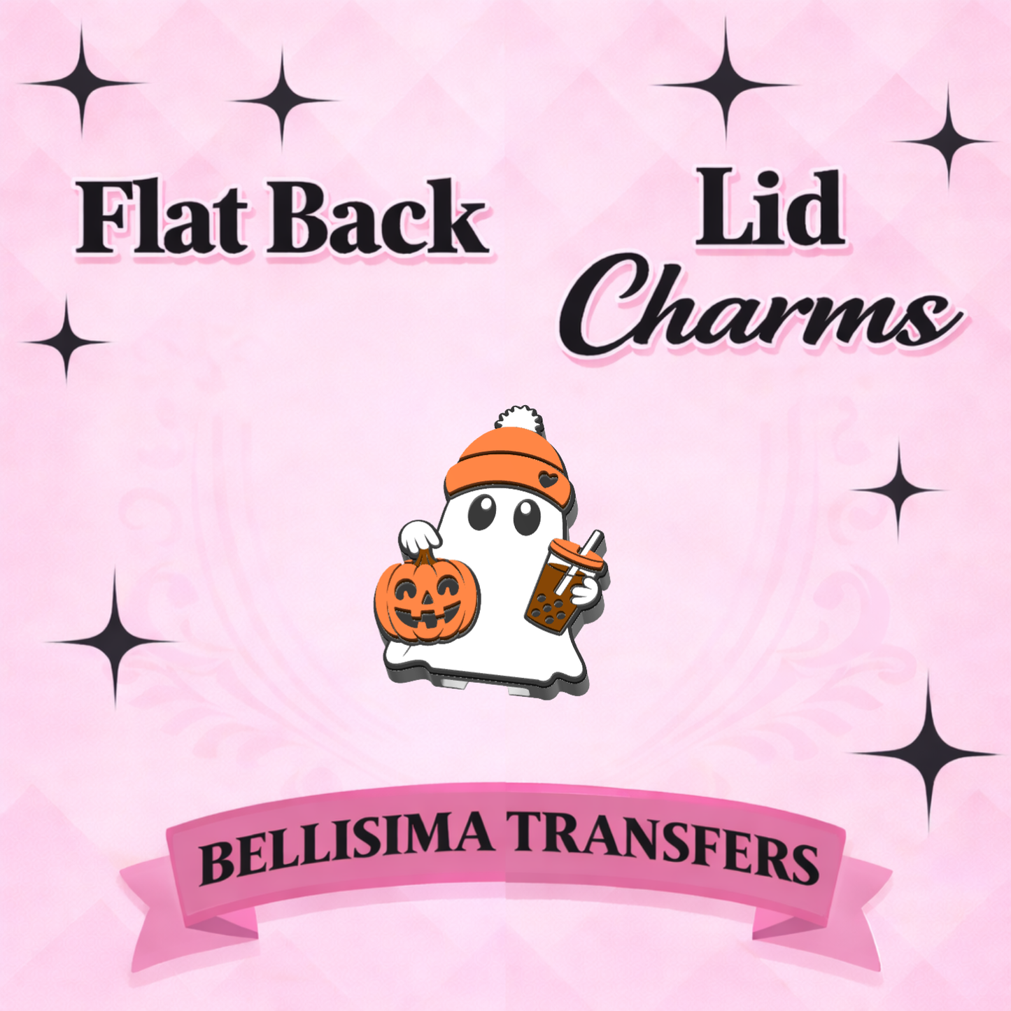 FALL GHOSTIE  Flat Back Lid Charms