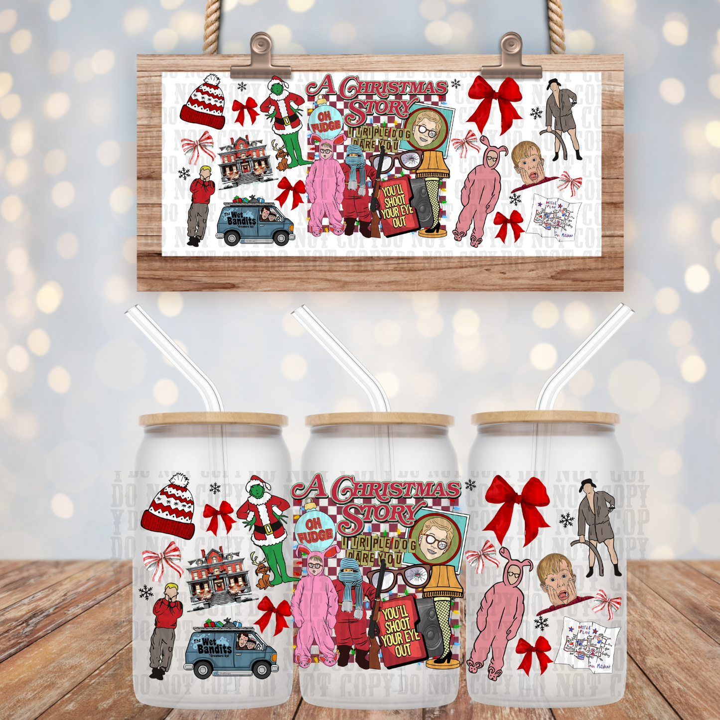 XMAS STORY UV DTF CUP WRAP