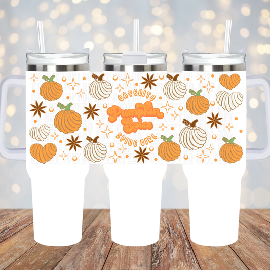 40oz CAFECITO PUMPKIN SPICE GIRL UV DTF CUP WRAP