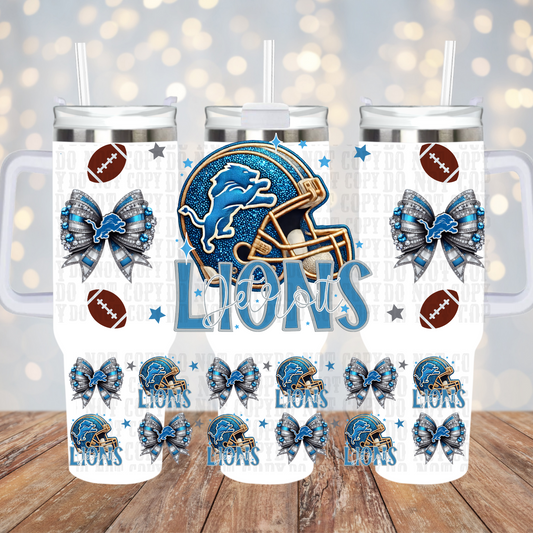 40oz Blue Kitty UV DTF Cup Wrap Top and Bottom