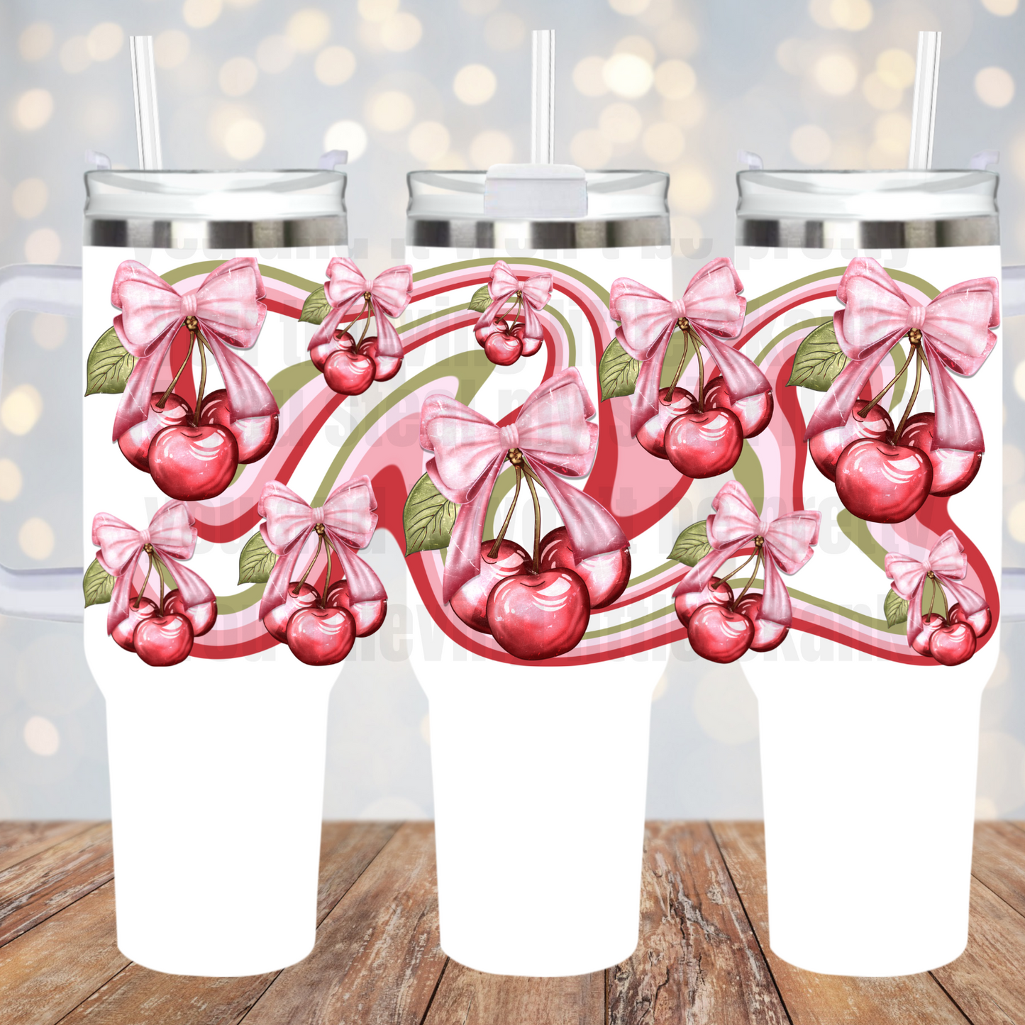 40oz COQUETTE CHERRY UV DTF Cup Wrap