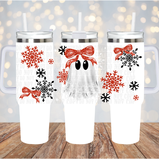 40oz  CHRISTMAS LACE GHOSTY  UV DTF CUP WRAP