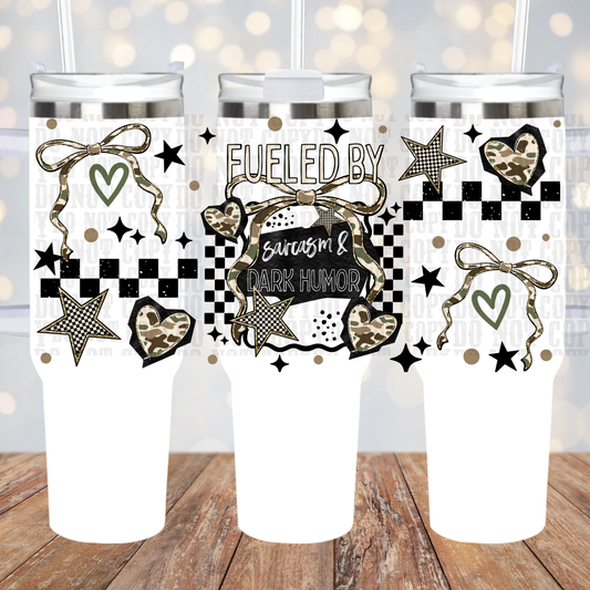 40oz FUELED BY DARK HUMOUR UV DTF CUP WRAP