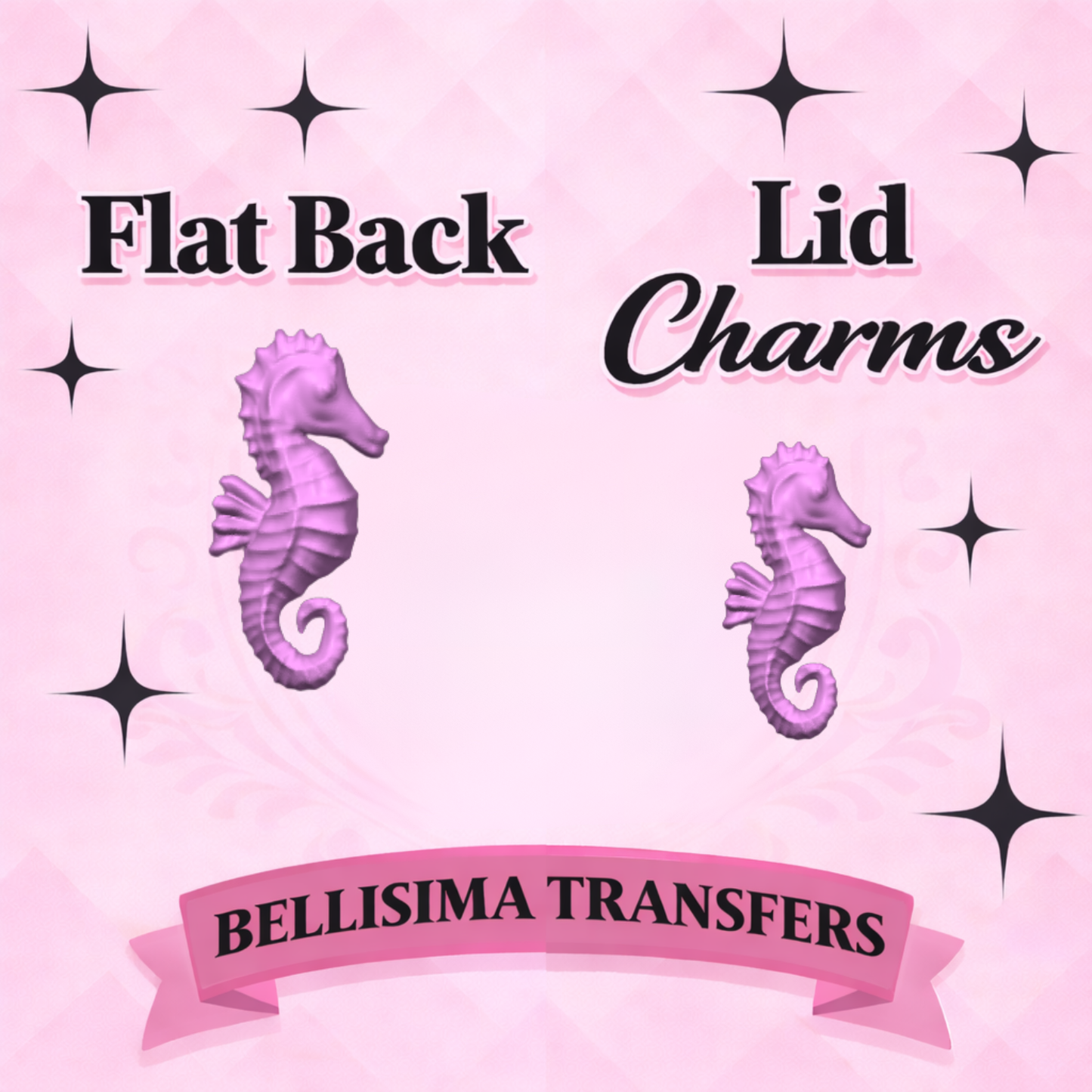 GLITTER SEAHORSE Flat Back Lid Charms