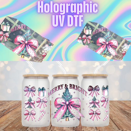 HOLOGRAPHIC COQUETTE MERRY TREES UV DTF CUP WRAP
