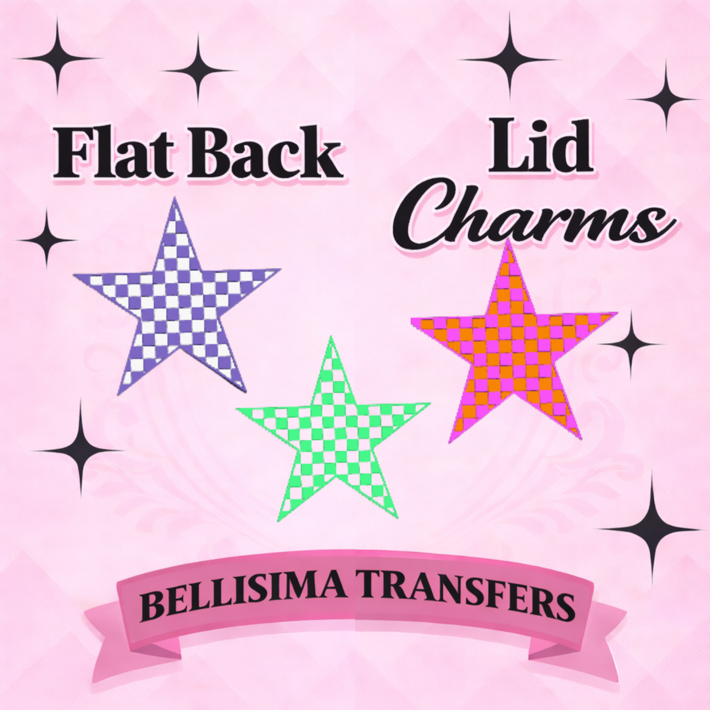 New Colored Checkered Hearts Flat Back Lid Charms