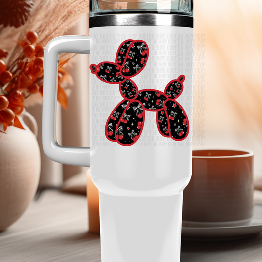 40oz CHECKERED CHERRY BALLON PUP UV DTF DECAL- SHOP EXCLUSIVE