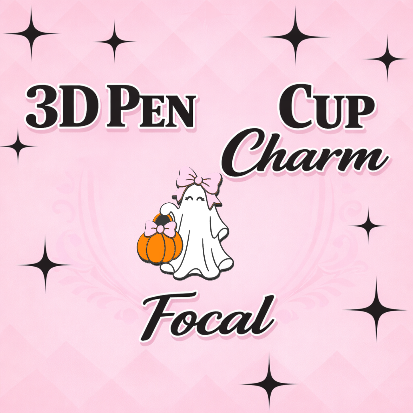 TRICK OR TREAT GHOST Focal  for Pen & Cup Charms -Interchangeable Decorative Pen Toppers
