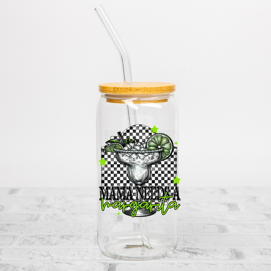 CHECKERED MAMA NEEDS A MARGARITA UV DTF DECAL