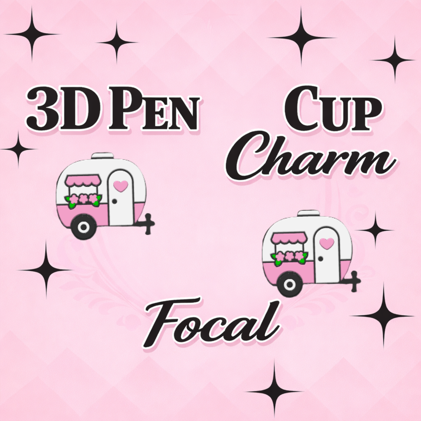 CAMPER  Focal for Pen & Cup Charms -Interchangeable Decorative Pen Toppers