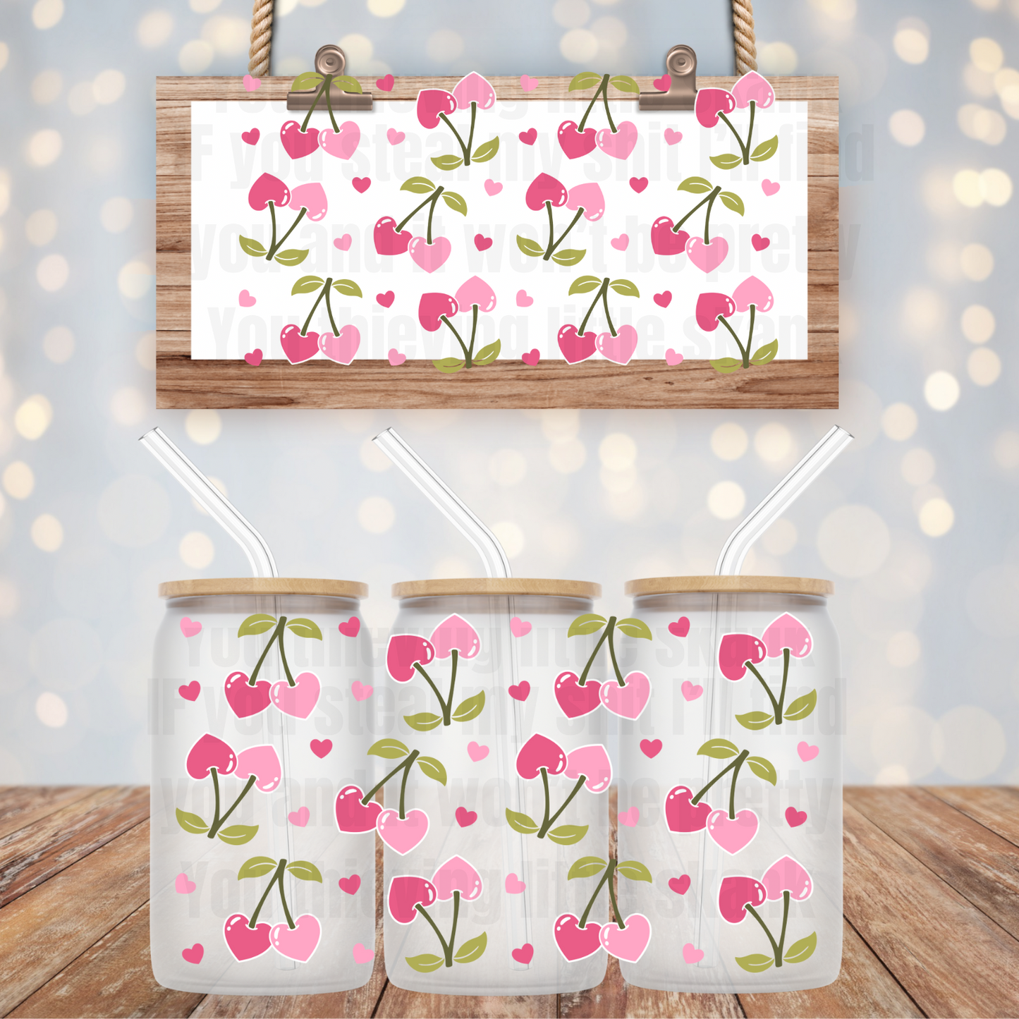 VALENTINE CHERRIES-16oz UV DTF CUP WRAP