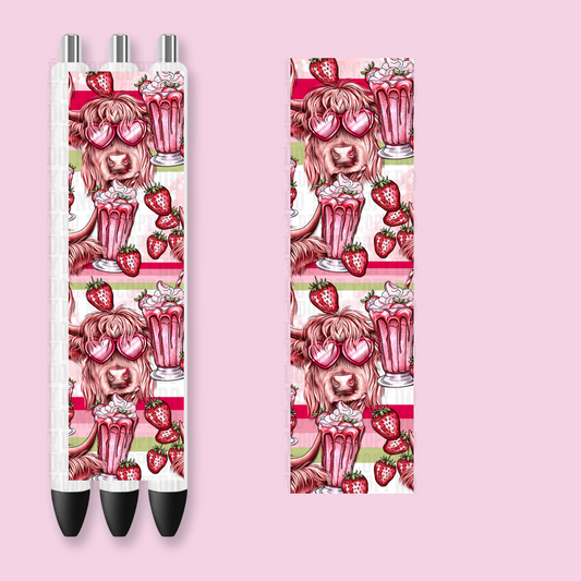 STRAWBERRY MILKSHAKE UV DTF Pen Wrap