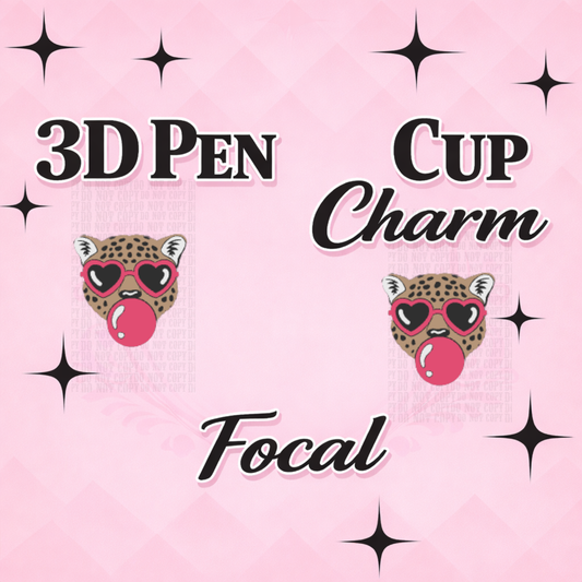 CHEETAH PET BUBBLE Focal for Pen & Cup Charms -Interchangeable Decorative Pen Toppers