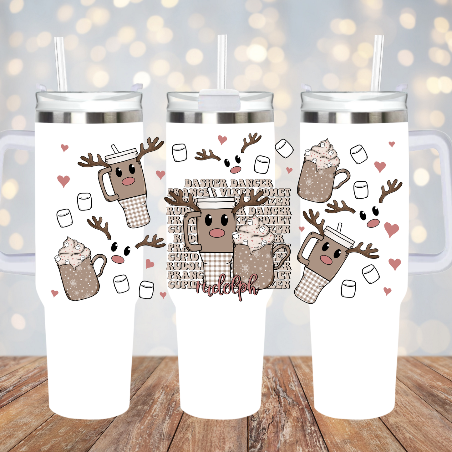 40oz REINDEER DRINKS UV DTF CUP WRAP