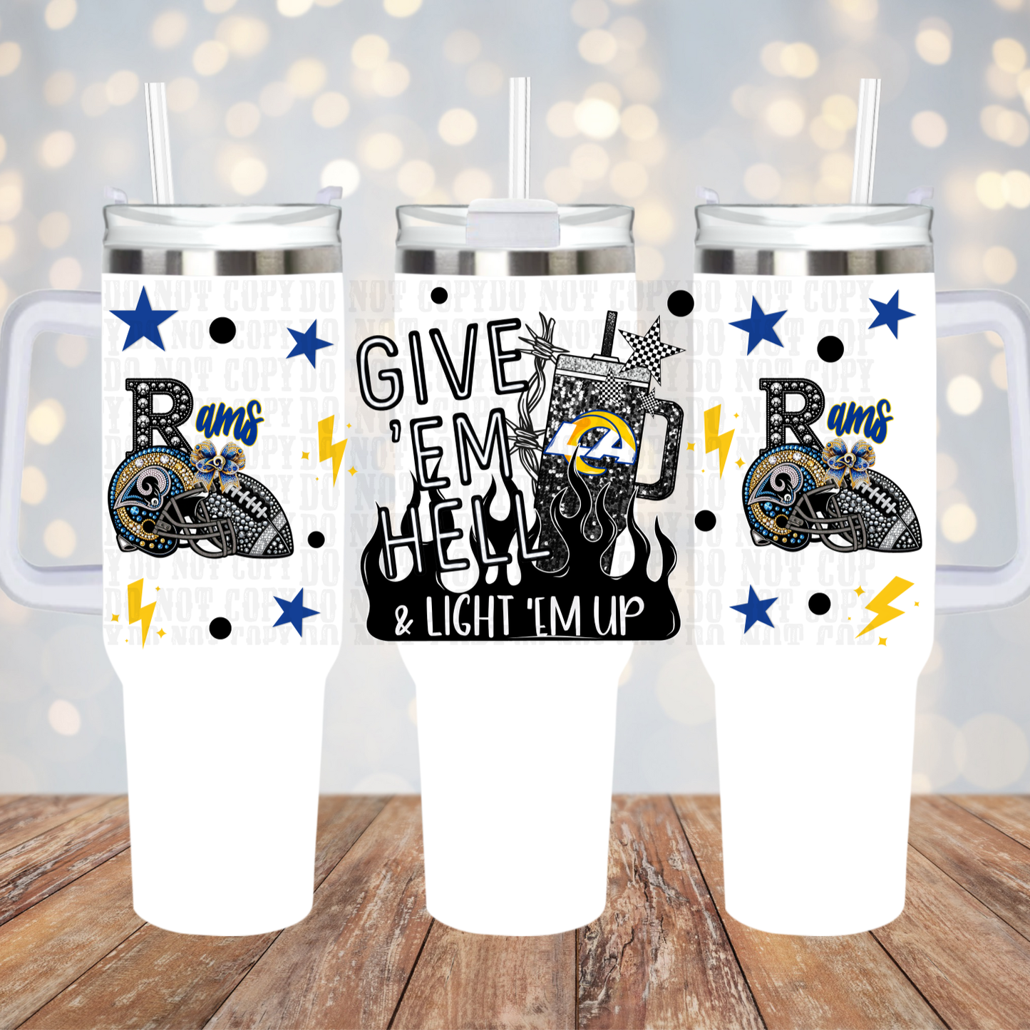 40OZ GIVE EM HELL Football Bundle UV DTF CUP WRAP