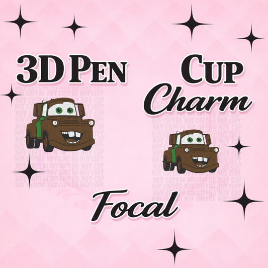 BROWN CAR Focal for Pen & Cup Charms -Interchangeable Decorative Pen Toppers