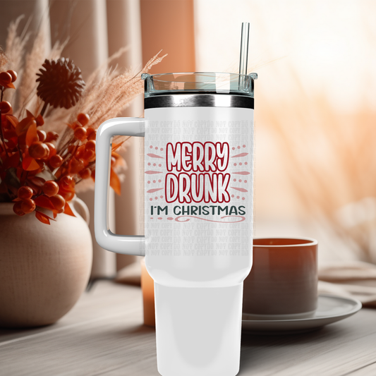 40oz MERRY DRUNK, I'M CHRISTMAS  UV DTF DECAL