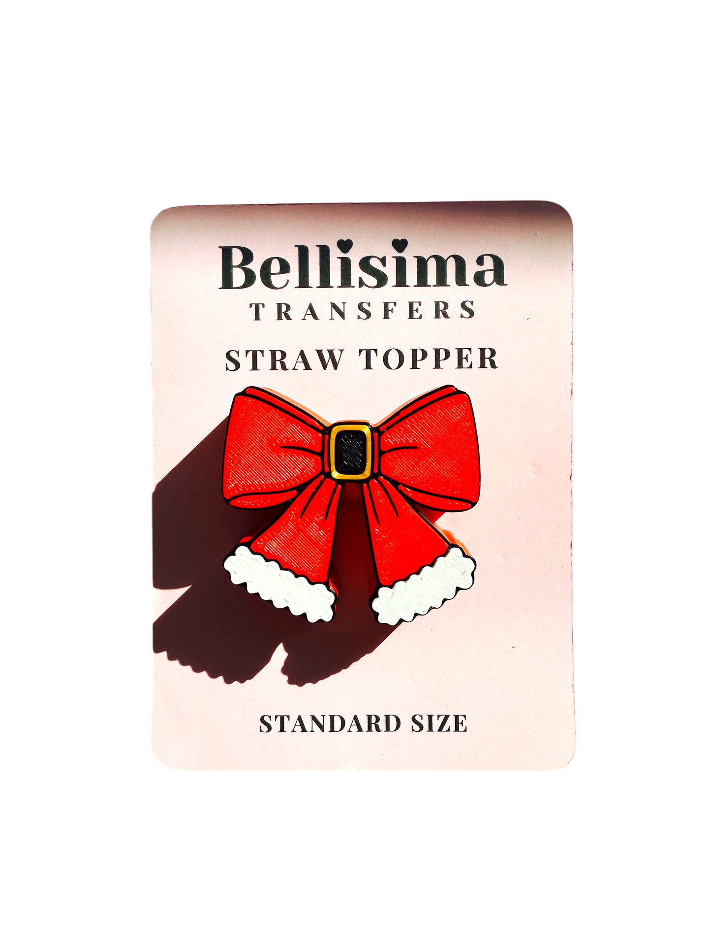 3D SANTA BELT BOW Straw Topper Standard or Stanley