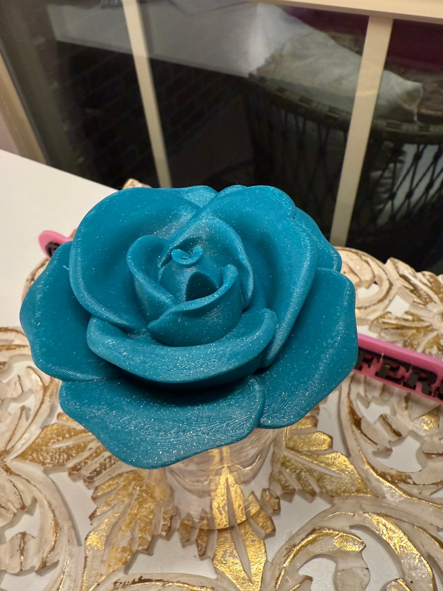 🌹16oz Single Rose Lid Topper – 3D Printed Floral Straw Topper | Tumbler Accessory