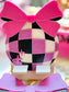 Bow Checkered Phone Holder | Cute 3D Printed Desk Stand