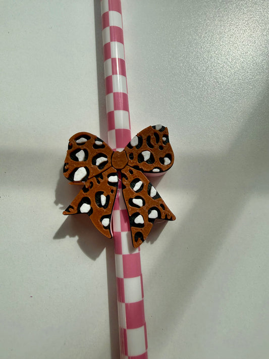 CHEETAH BOW  Straw Topper – 3D Printed Tumbler Accessory | Standard or Stanley
