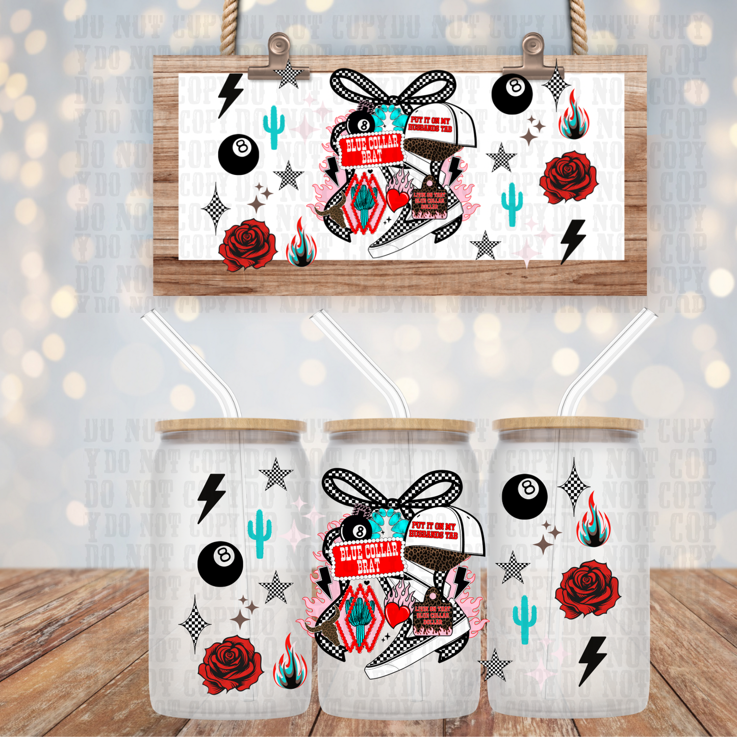 BLUE COLLAR BRAT UV DTF CUP WRAP - SHOP EXCLUSIVE BY CIERRA