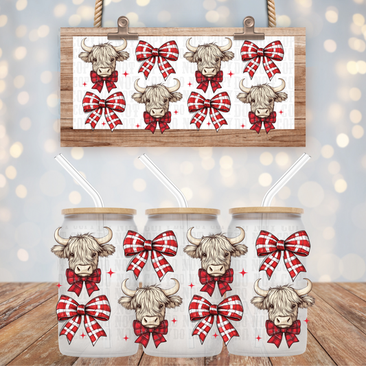 COQUETTE HEIFFER PLAID CHRISTMAS UV DTF CUP WRAP