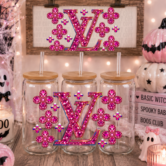 PINK JEWELED BOUGIE UV DTF CUP WRAP