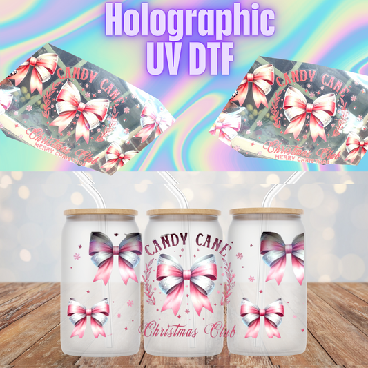 HOLOGRAPHIC CANDY CANE UV DTF CUP WRAP