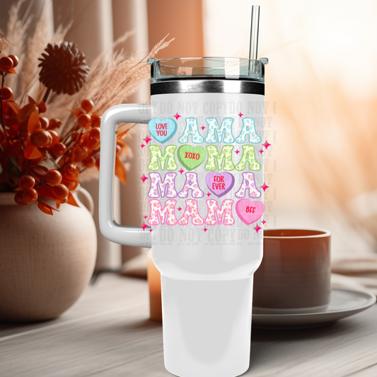 40OZ MAMA CONVERSATION HEARTS UV DTF CUP DECAL