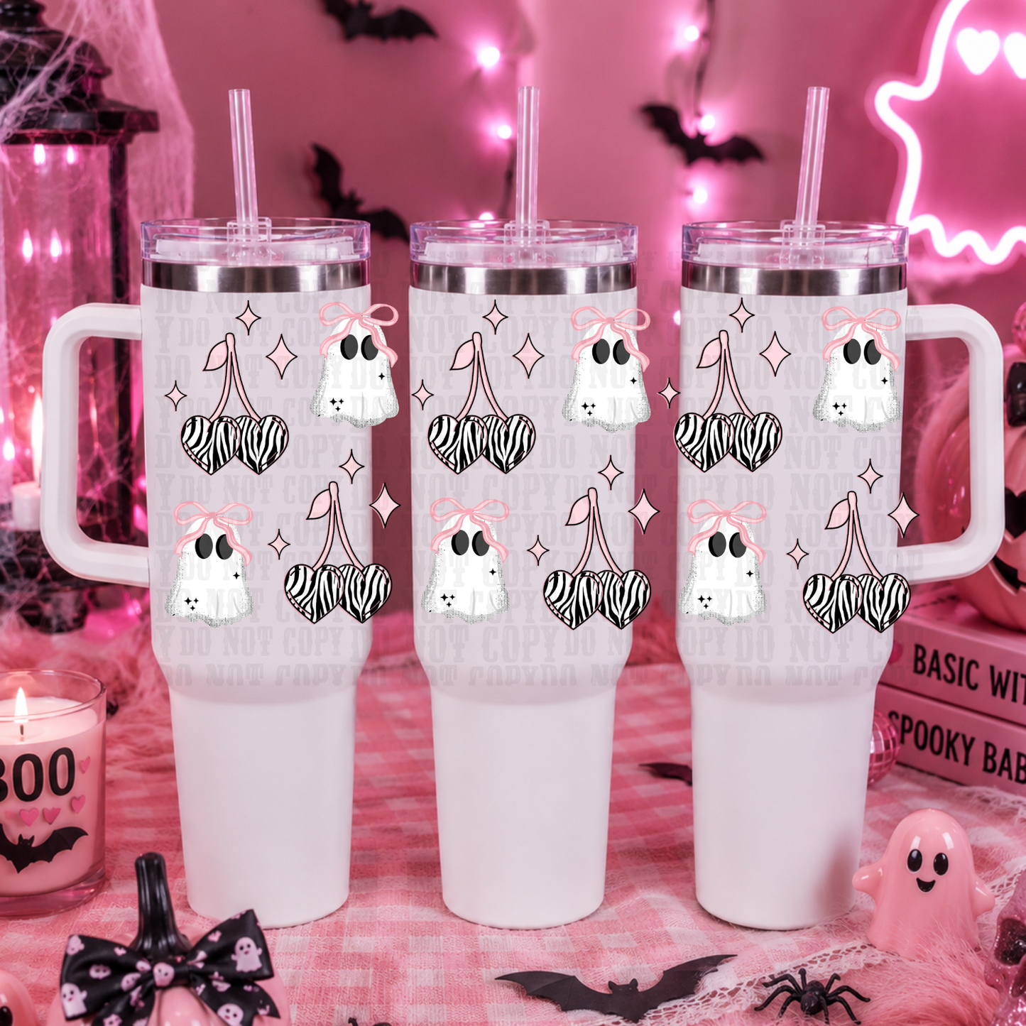 40oz  ZEBRA GHOSTS CHERRY  UV DTF CUP WRAP