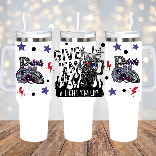 40OZ GIVE EM HELL PATRIOTIC UV DTF CUP WRAP