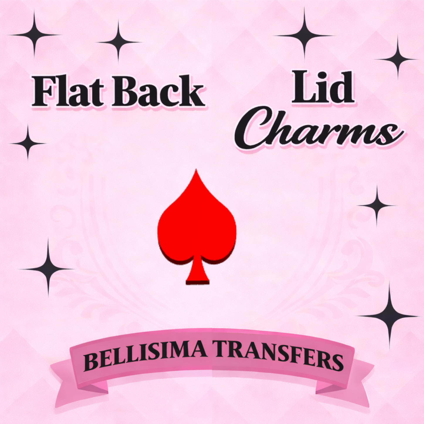 GLITTER RED SPADE  Flat Back Lid Charms