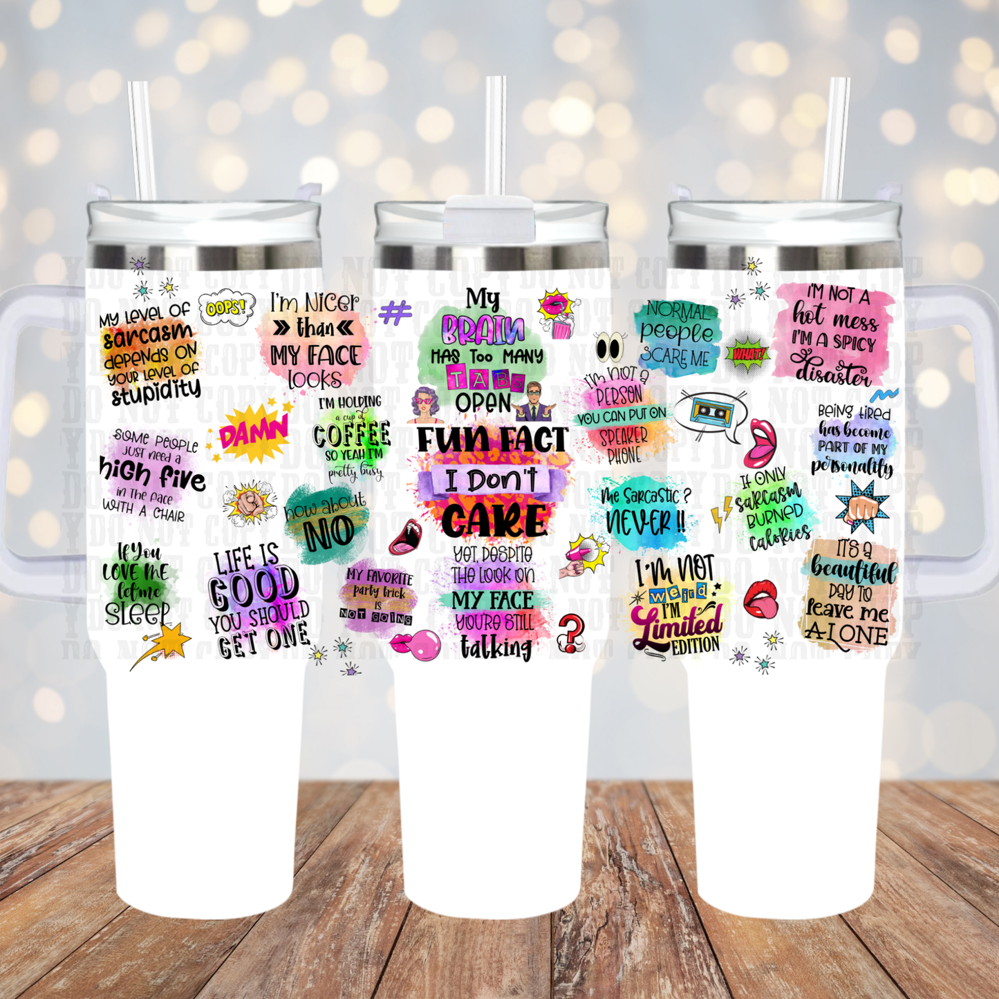40oz SARCASTIC AFFIRMATIONS UV DTF CUP WRAP