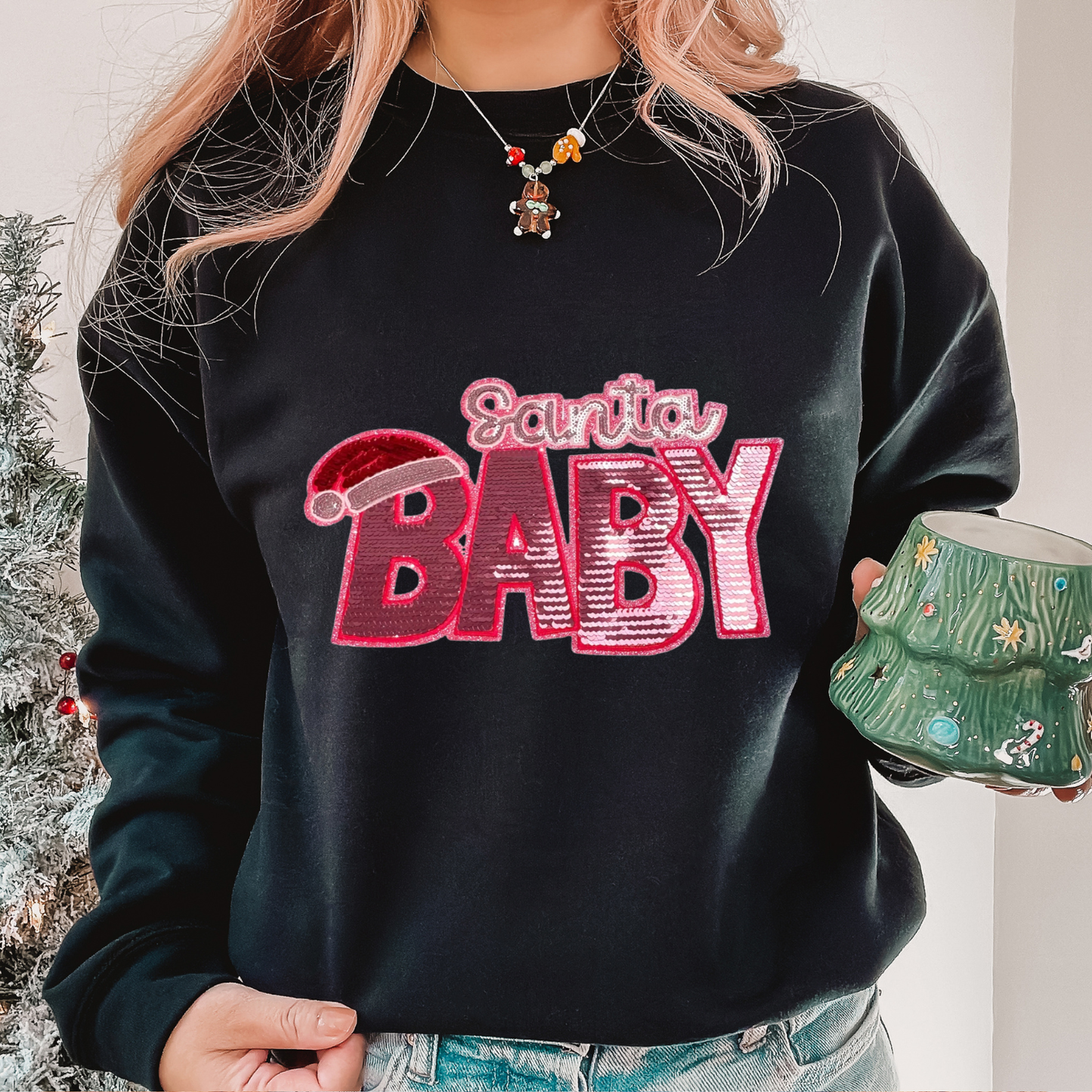 Pink Sequence Santa Baby Patch