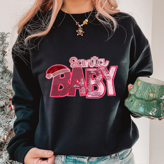 Pink Sequence Santa Baby Patch