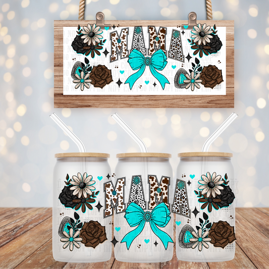 COQUETTE TEAL MAMA UV DTF CUP WRAP