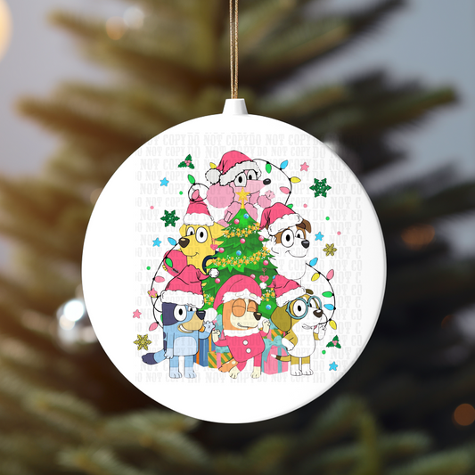 BLUE DOG TREE GANG ORNAMENT UV DTF DECAL