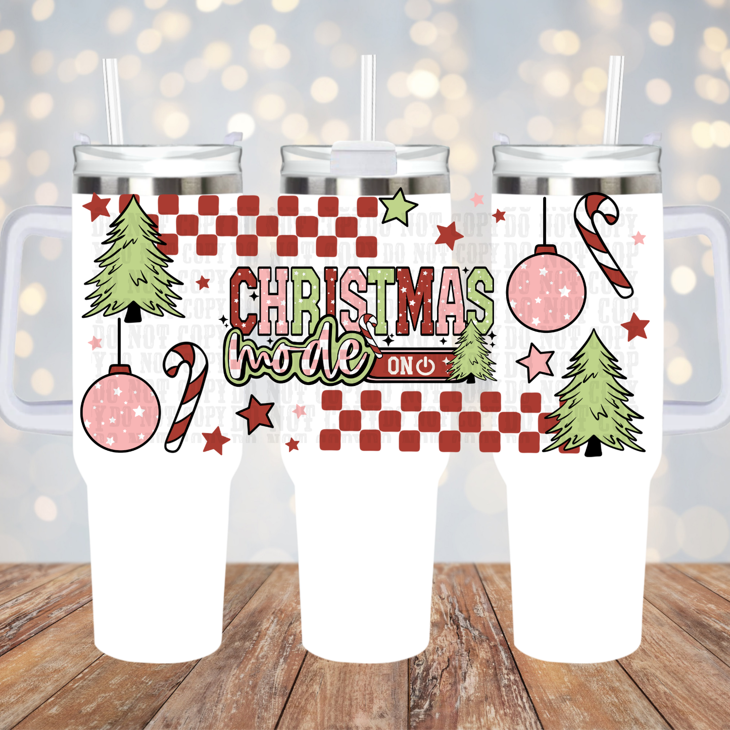 40oz CHECKER CHRISTMAS MODE UV DTF CUP WRAP