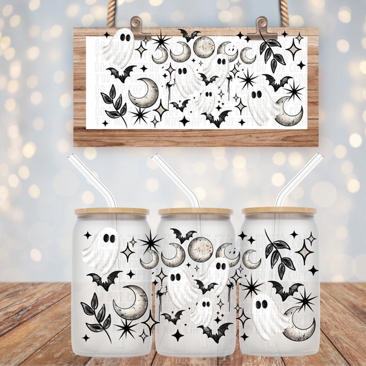 GHOSTY AND MOONS UV DTF CUP WRAP
