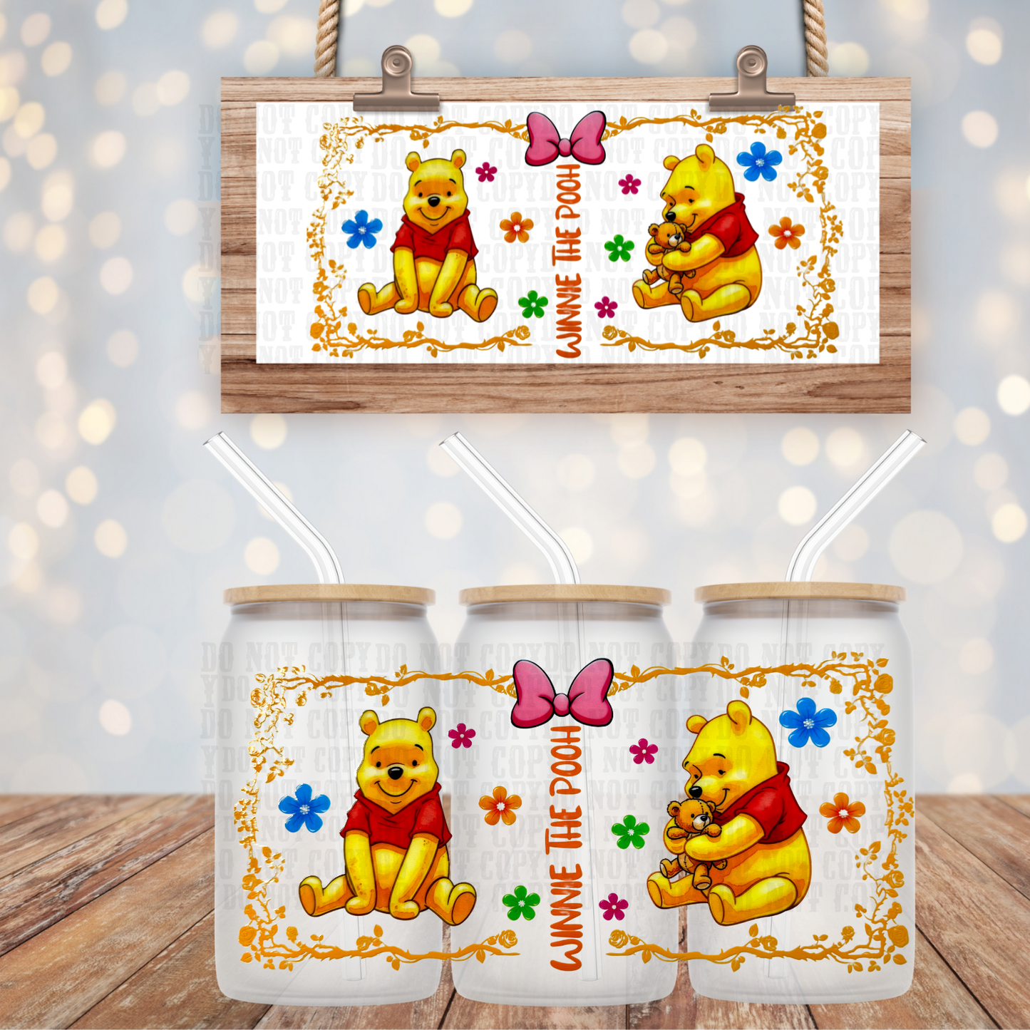 BEAR BORDER UV DTF CUP WRAP