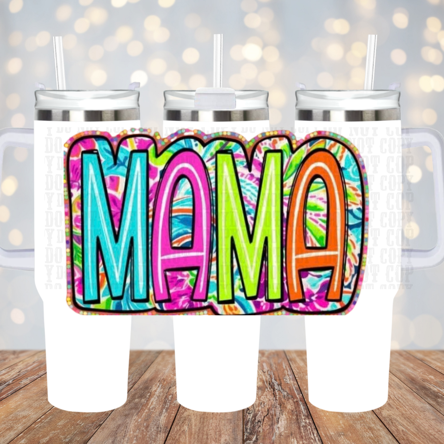 40oz NEON BUBBLE MAMA UV DTF Cup Wrap - SHOP EXCLUSIVE
