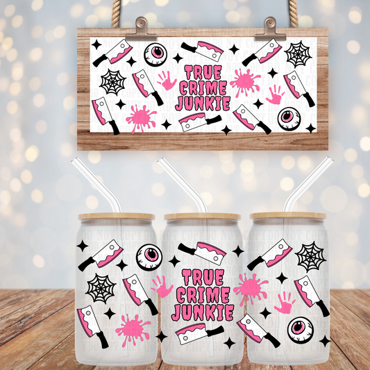 PINK TRUE CRIME UV DTF CUP WRAP
