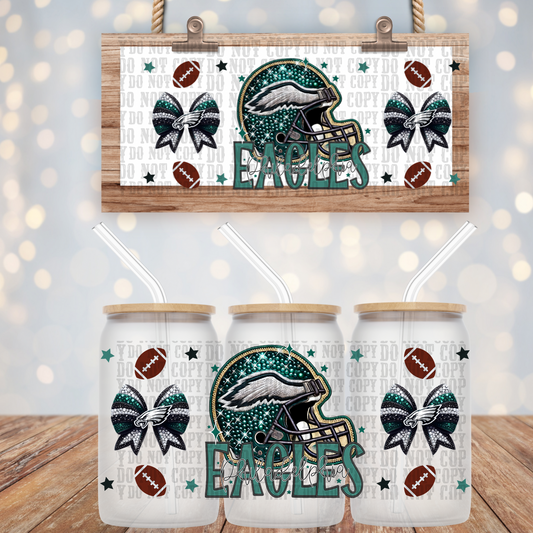 EAGLES HELMUT FAUX RHINESTONE -  16oz UV DTF CUP WRAP