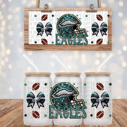 EAGLES HELMUT FAUX RHINESTONE - 16oz UV DTF CUP WRAP