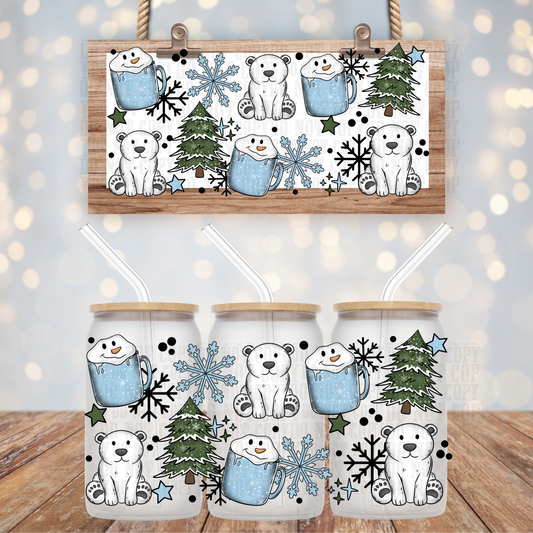POLAR BEAR COFFEE UV DTF CUP WRAP
